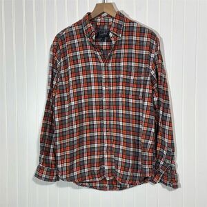 Cactus Men's Plaid Flannel Shirt Long‎ Sleeve Button-Up Size L Multicolor